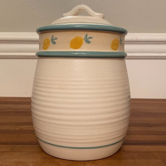 Vintage Lemon Canister Stoneware Jar with Lid - Picture 3 of 10